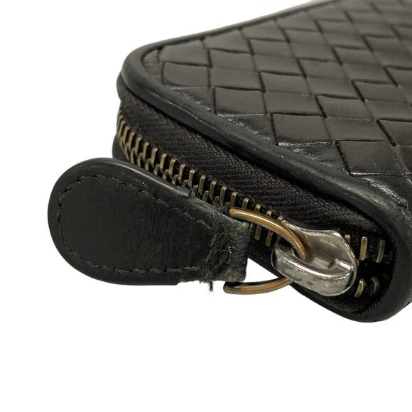 Auth BOTTEGA VENETA Intrecciato - Black Leather B********* Coin Case - Picture 10 of 12